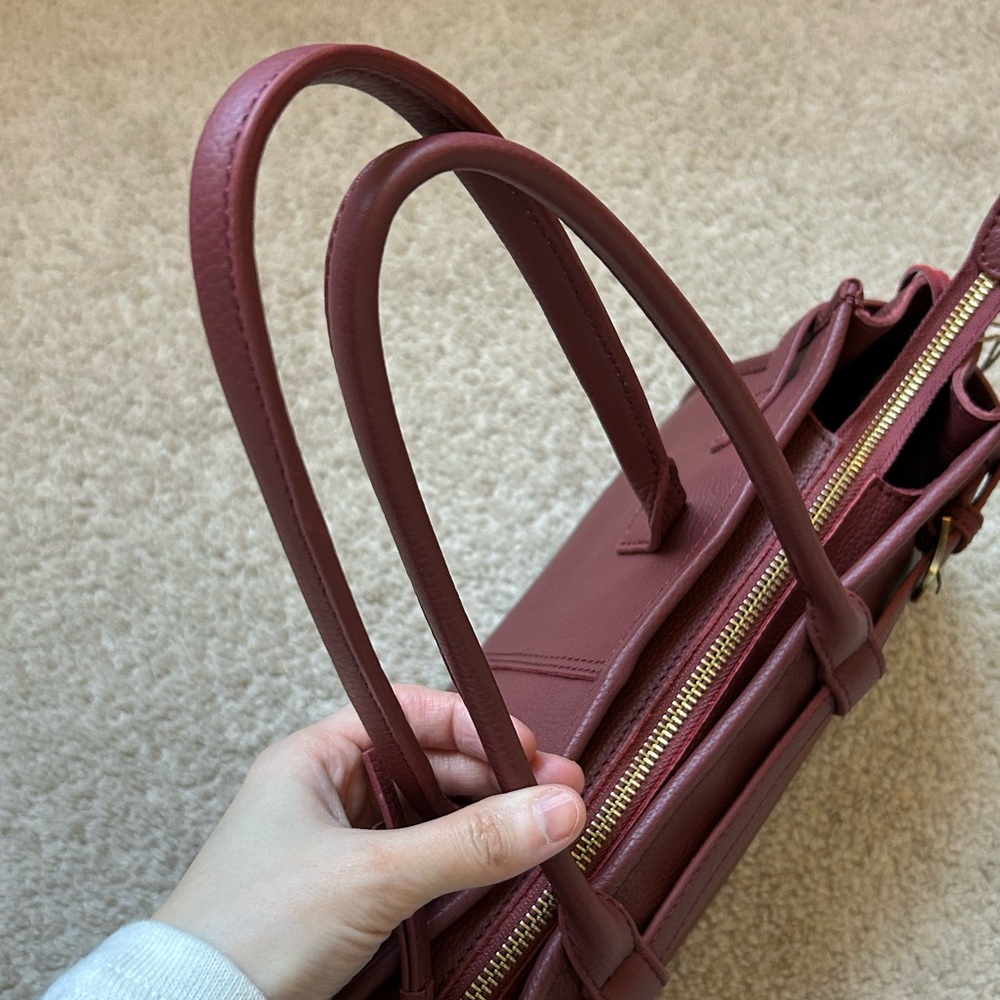 Handmade In India Genuine Leather Crossbody Satchel Bag Maroon OS - Picture 8 of 13